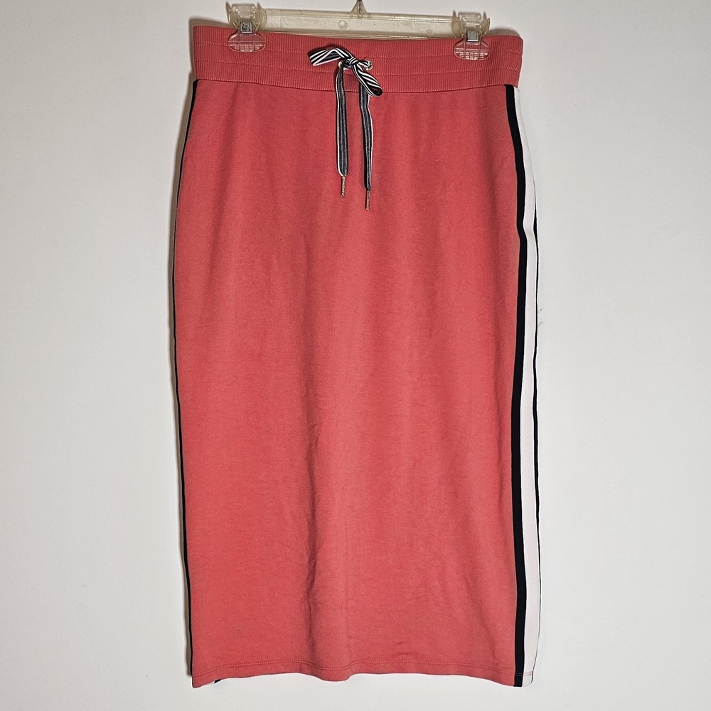 Tommy Hilfiger Skirt Womens Small Pink Drawstring Side Stripe Athletic Midi Soft